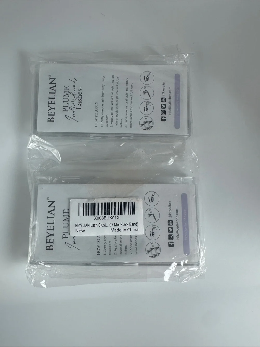 Lot of 2 BEYLIAN Plume Individual Twin Flowers Eyelashes, 10mm-16mm